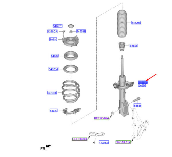 54650DD000 - Hyundai Kona Electric MK1 Front Left Shock Absorber 54650DD000 NEW ORIGINAL
