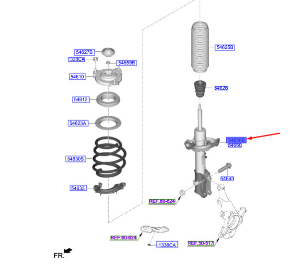 54650J9EB0 - Hyundai Kona MK1 shock absorber front left 54650J9EB0 NEW ORIGINAL