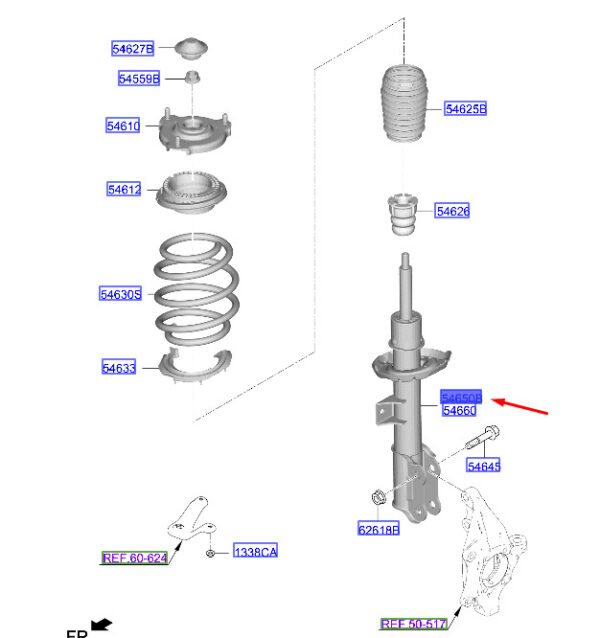 54650N7010 - Hyundai Tucson NX4 MK4 Front Left Shock absorber 54650N7010 NEW ORIGINAL