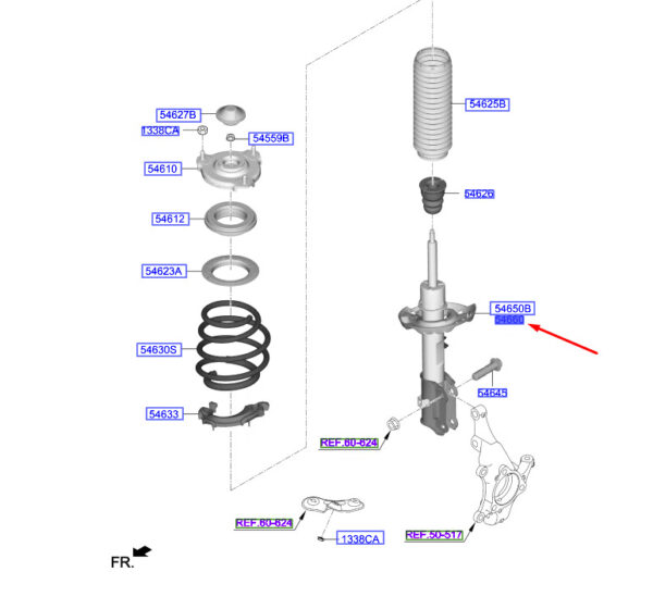 54651J9EA0 - Hyundai Kona MK1 Front Right Shock Absorber 54651J9EA0 NEW ORIGINAL