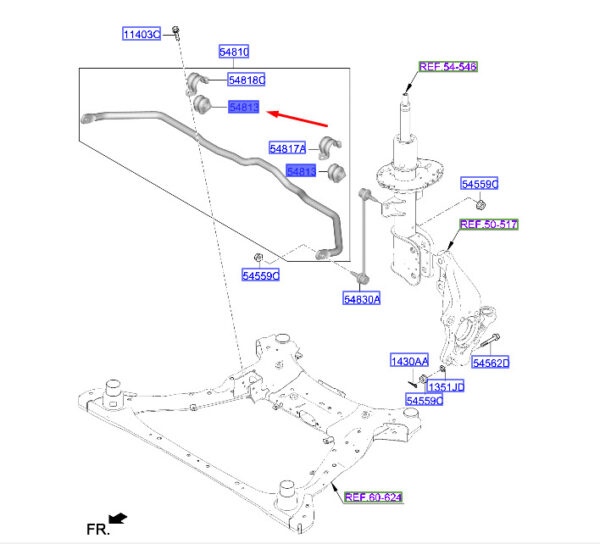 54813C1000 - Hyundai Tucson NX4 MK4 Front Stabilizer Female 54813C1000 NEW ORIGINAL