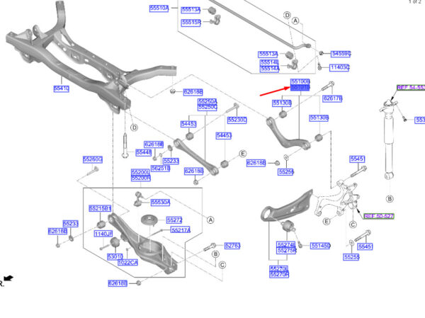 55101F2BA0 - Hyundai Kona Electric MK1 longitudinal handlebar rear right 55101F2BA0 NEW ORIGINAL