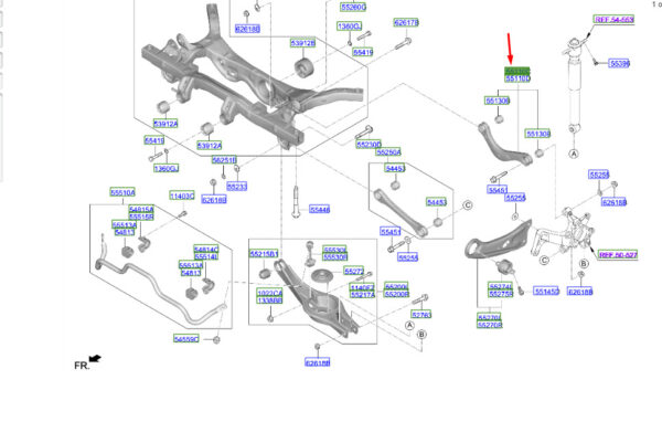 55120J9500 - Hyundai Kona MK1, upper arm rear left, 55120J9500, original part