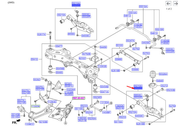 552202W150 - Hyundai Santa Fe MK3 DM right rear handlebar 552202W150 NEW ORIGINAL