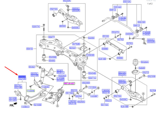 552702W550 - Hyundai Santa Fe MK3 DM longitudinal handlebar rear left 552702W550 NEW ORIGINAL