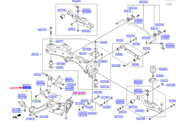 552802W550 - Hyundai Santa Fe MK3 DM longitudinal handlebar rear right 552802W550 NEW ORIGINAL