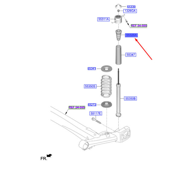 55326F2000 - Hyundai Kona MK1 rubber buffer for struts rear, 55326F2000, original part