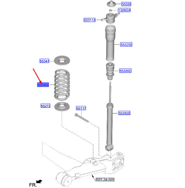 55330BE400 - Hyundai Kona MK2, rear screw spring, 55330be400, original