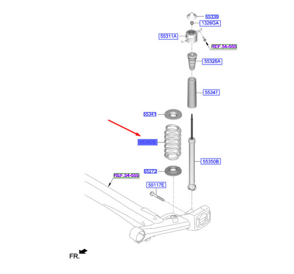 55330J9EG0 - Hyundai Kona MK1, rear screw spring, 55330J9EG0, original part