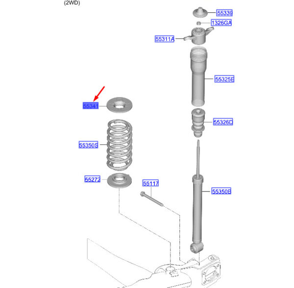 55334AT000 - Hyundai Kona MK2, upper spring cushion rear, 55334AT000, original part