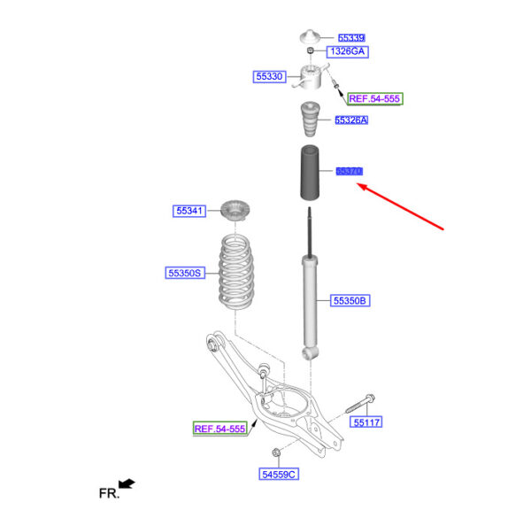 55370G2000 - Hyundai Kona MK1 dust protection for rear shock absorbers, 55370G2000, original