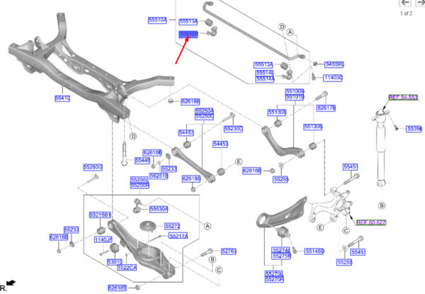 555153S000 - Hyundai Kona Electric MK1 Right Rear Stabilizer Mount 555153S000