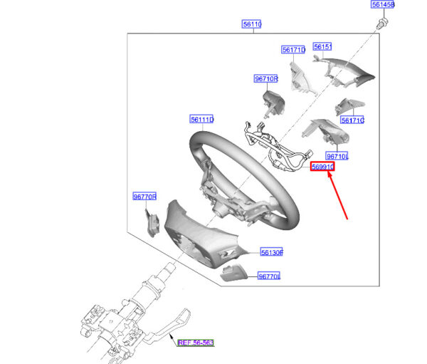 56190J9150 - Hyundai Kona Electric MK1 steering wheel extension left 56190J9150 NEW ORIGINAL