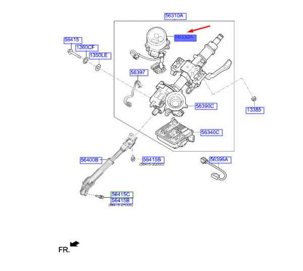 56330J9000 - Hyundai Kona MK1 Steering Column Engine 56330J9000, New Original