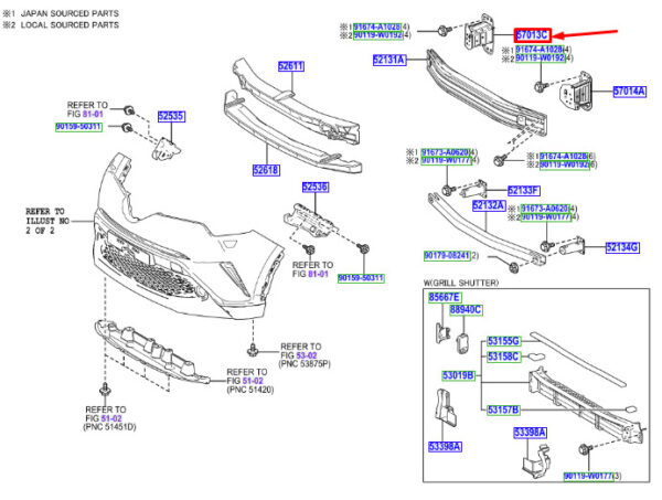 57013F4020 - Toyota C-HR MK1 mount side part front right 57013F4020 NEW ORIGINAL