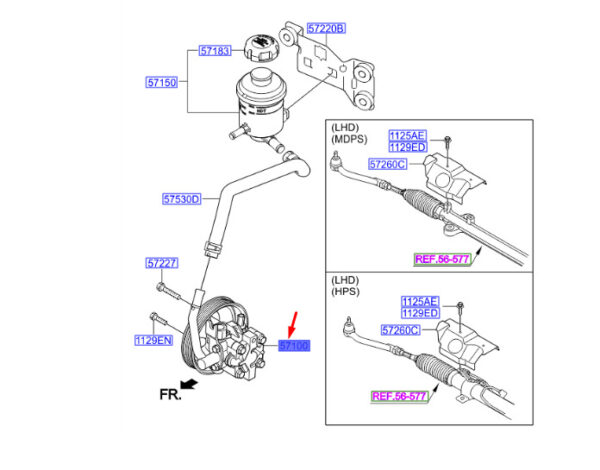 571002W100 - Hyundai Santa FE MK3 DM power steering oil pump 571002W100 NEW ORIGINAL