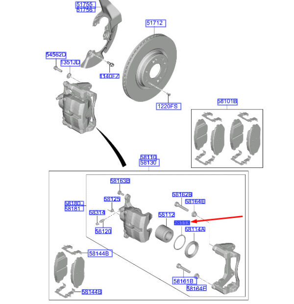 581130Z000 - Hyundai Tucson NX4 MK4 Front Brake Piston Gasket 581130Z000 NEW ORIGINAL