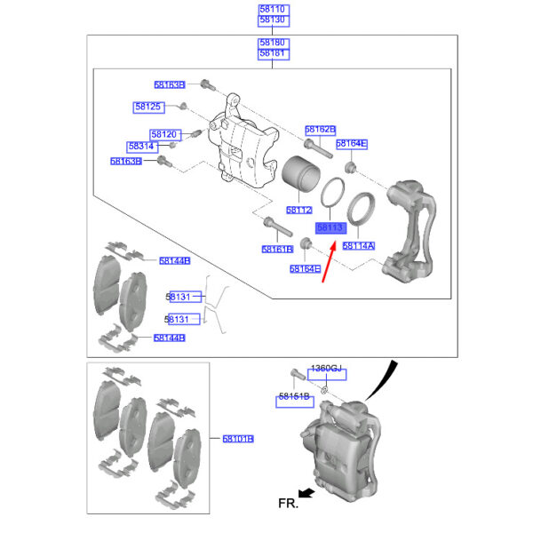 581131H000 - Hyundai Kona MK1 Front Brake Piston Gasket 581131H000 NEW ORIGINAL