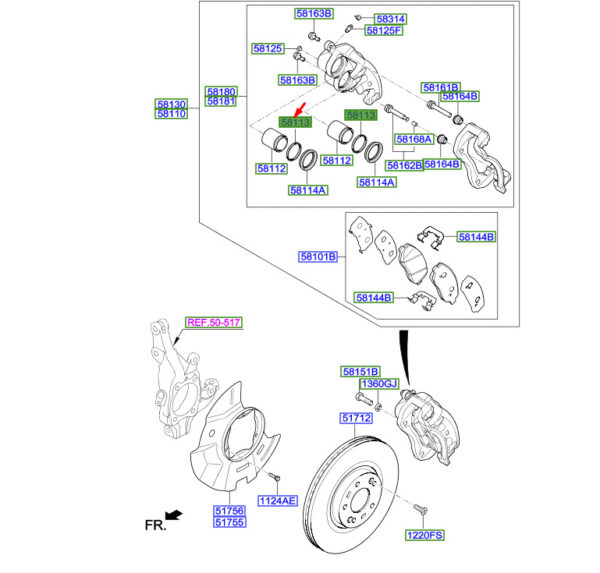 581132B000 - Hyundai Santa Fe MK3 DM Front Brake Piston Gasket 581132B000 NEW ORIGINAL