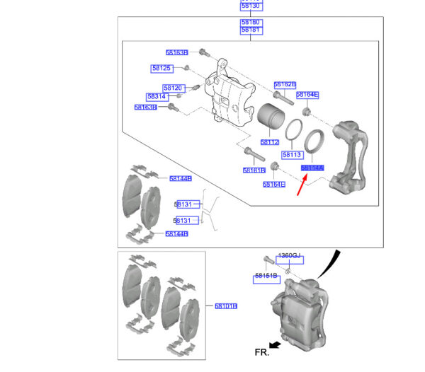 581141H000 - Hyundai Kona MK1 Front Brake Piston Cuff 581141H000 NEW ORIGINAL