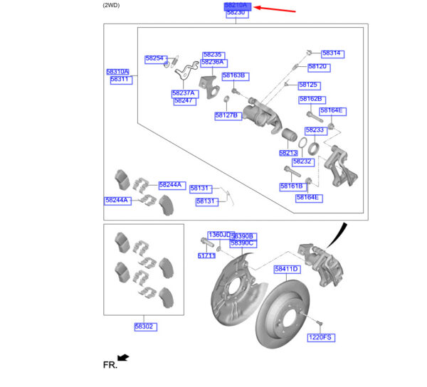 58210J9700 - Hyundai Kona MK1 rear brake left 58210J9700 NEW ORIGINAL