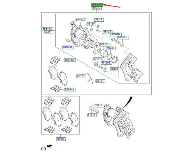 58210K4100 - Hyundai Kona Electric MK1 rear brake left 58210K4100 NEW ORIGINAL