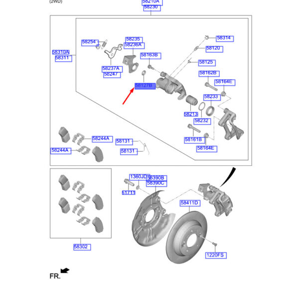 582221Y310 - Hyundai Kona MK1 caliper gasket rear 582221Y310 NEW ORIGINAL