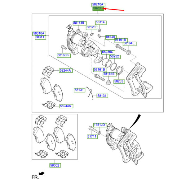 58230K4100 - Hyundai Kona Electric MK1 rear brake right 58230K4100 NEW ORIGINAL