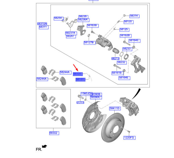 58288C5100 - Hyundai Kona MK1 rear brake lining return spring 58288C5100 NEW ORIGINAL