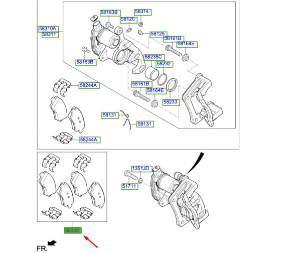 58302K4A10 - HYUNDAI KONA ELECTRIC MK1 REAR BRAKE PADS 58302K4A10 NEW GENUINE