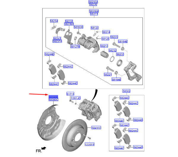 58390AA300 - Hyundai i20 MK3 rear left brake disc protector 58390AA300 NEW ORIGINAL