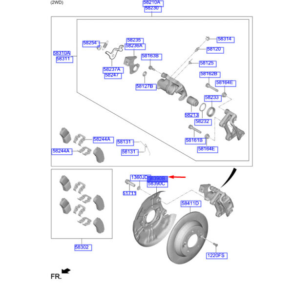 58390G3000 - Hyundai Kona MK1 brake disc protector rear left 58390G3000 NEW ORIGINAL