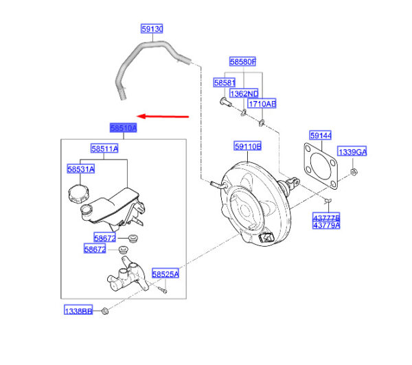 58510N9110 - HYUNDAI TUCSON NX4 MK4 BRAKE MASTER CYLINDER 58510N9110 NEW GENUINE