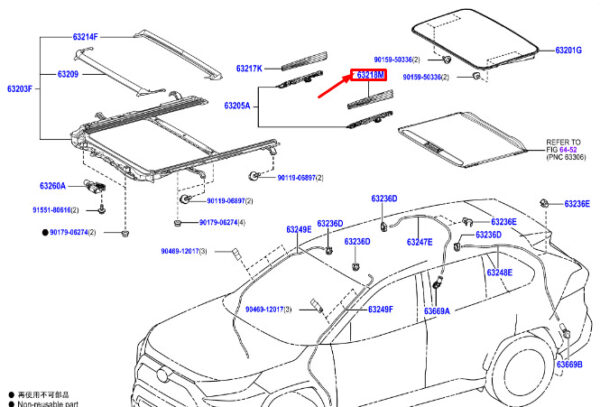 6321842050 - Toyota Rav 4V XA50 side panel sunroof left 6321842050 NEW ORIGINAL