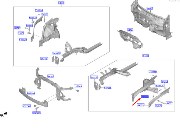 64595BE000 - Hyundai Kona MK2 Front Side Panel Mount 64595be000, Original Part