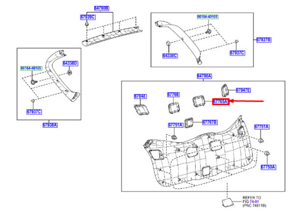 67765F4010C1 - Toyota C-HR MK1 service hole cover for rear door 67765F4010C1, NEW, ORIGINAL