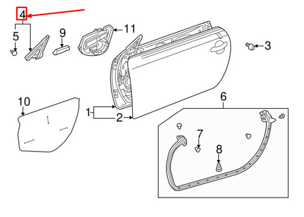 6786424020 - Lexus SC Z40 Front Left Door Mirror Seal 6786424020 NEW Genuine