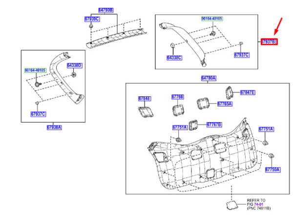 67937F4010C1 - Toyota C-HR MK1 Right Rear Door Trim 67937F4010C1 NEW ORIGINAL