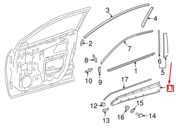 7507810011 - Toyota C-HR X1 Rear Left Door Lower Molding 75078-10011 NEW GENUINE