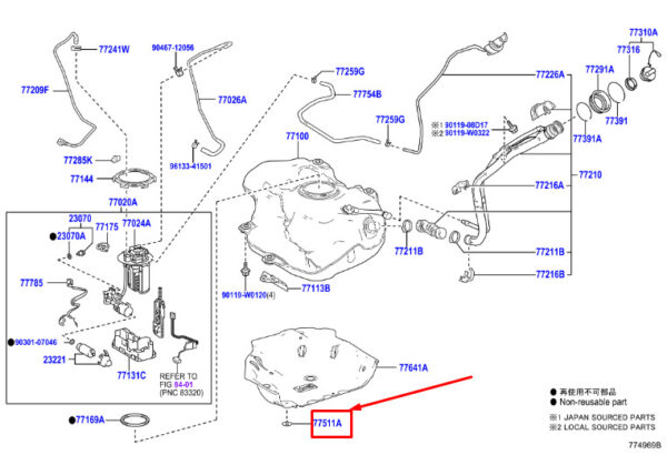 7751235140 - Toyota C-HR MK1 Fuel Tank Protective Mount 7751235140, Original Part