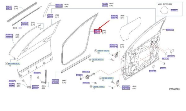 808304EA0A - NISSAN QASHQAI J11 MK2 Front Right Door Seal Rubber 808304EA0A NEW GENUINE