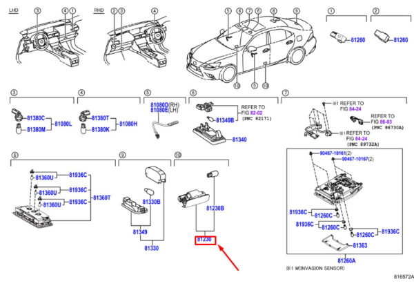 8123030200 - LEXUS IS MK3 INTERIOR LIGHTING 8123030200 NEW GENUINE