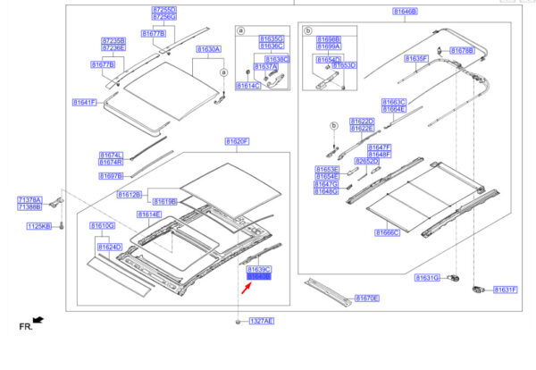 816402W000 - Hyundai Santa FE MK3 panoramic roof rail rear right 816402W000 NEW ORIGINAL