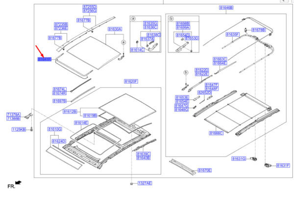 816412W000 - Hyundai Santa Fe MK3 Panoramic Roof Wind Repellent 816412W000, Original Part