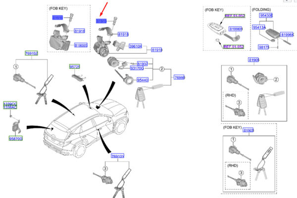 8191931000 - Hyundai Tucson NX4 MK4 Ignition Lock Safety Bolt 8191931000, Original Part