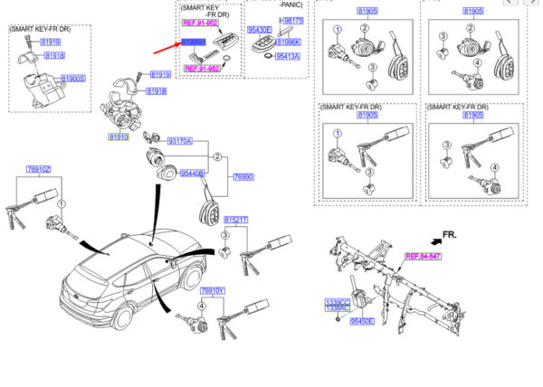 819962W040 - Hyundai Santa Fe MK3 DM Blanking Pic Key 819962W040 NEW ORIGINAL