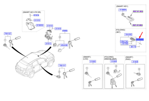 81996J9000 - Hyundai Kona MK1 Key Insert 81996J9000, Original