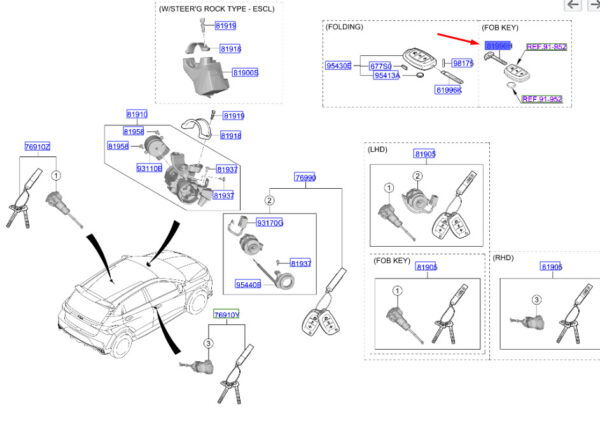 81999G3020 - Hyundai i20 MK3 Key Cover 81999G3020, Original Part