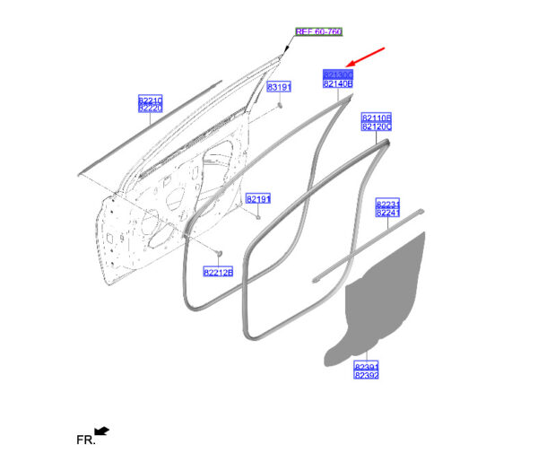 82130Q0000 - Hyundai i20 MK3 door side seal front left 82130Q0000 NEW ORIGINAL