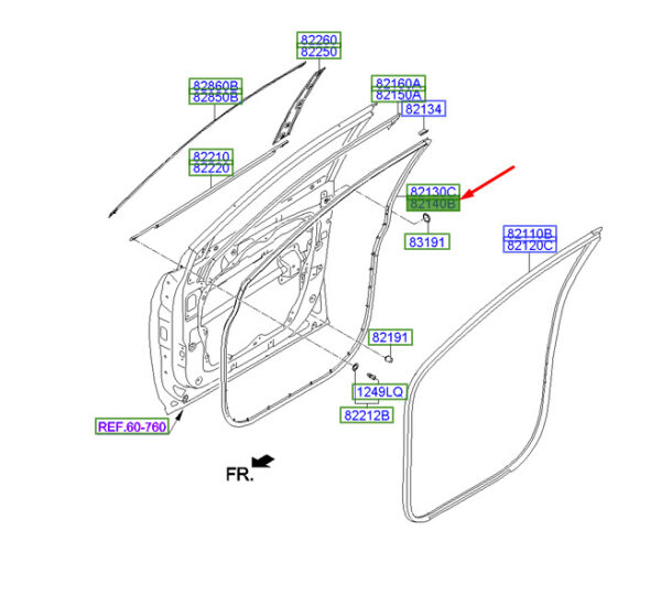 821402W000 - Hyundai Santa Fe MK3 DM door gasket front right 821402W000, original